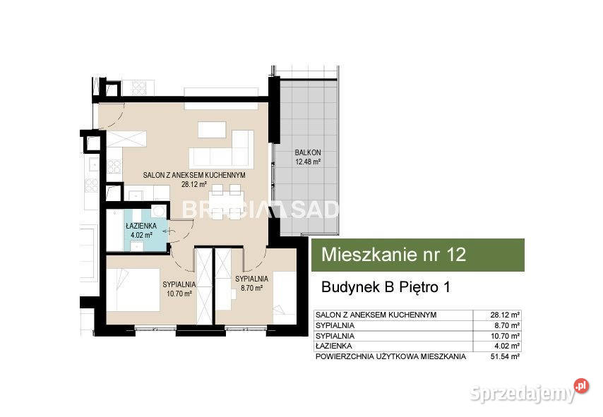 Mieszkanie Kraków Kantrowicka 5154m2 3 pokoje Liczba pokoi 3