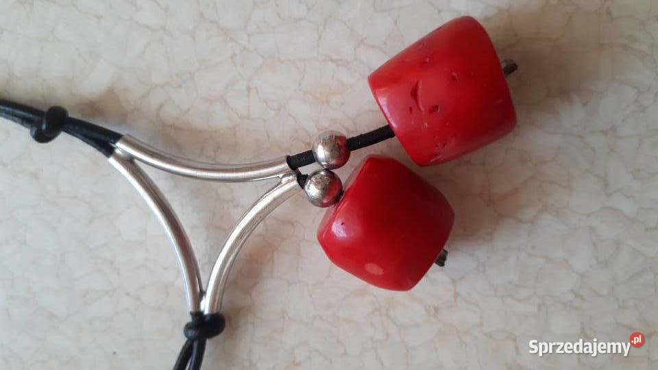 Naszyjnik ze srebra i korala naturalnego Naszyjniki Zgierz sprzedam