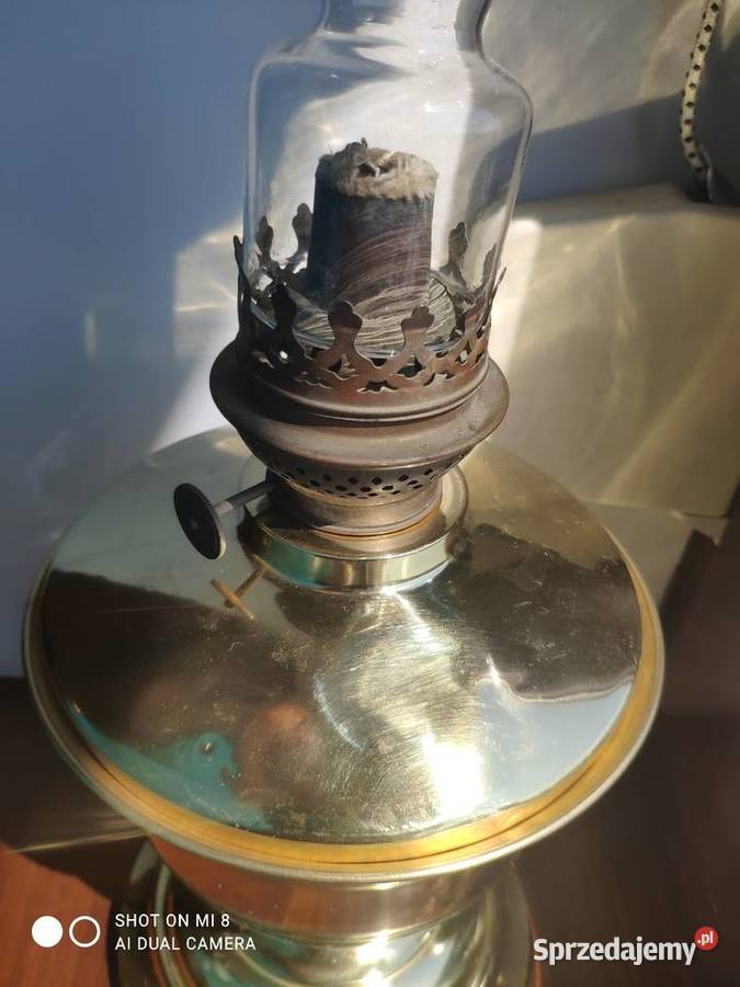 Stara mosiężna pucharowa lampa naftowa XIX w Kraków