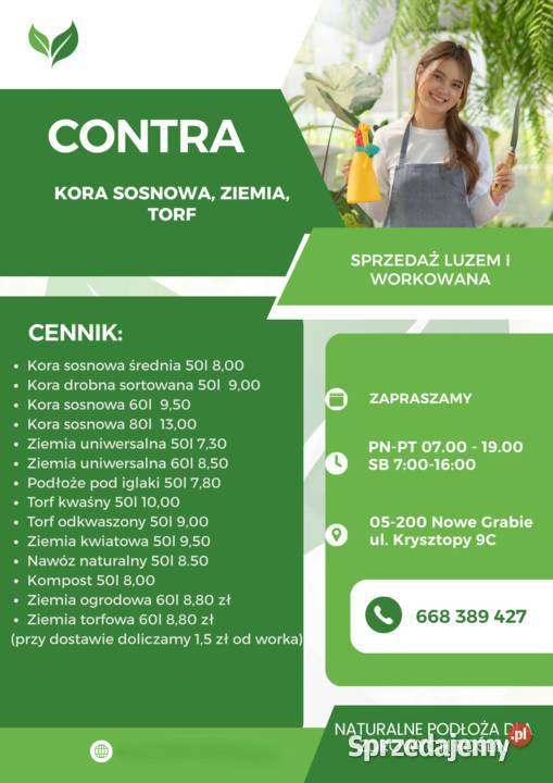 kora sosnowa torf nawóz kompost ziemia Wołomin