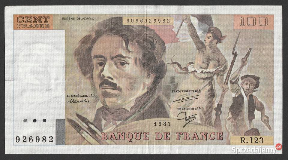 FRANCJA 100 FRANKÓW 1987 EUGENE DELACROIX Numizmatyka Łódź sprzedam