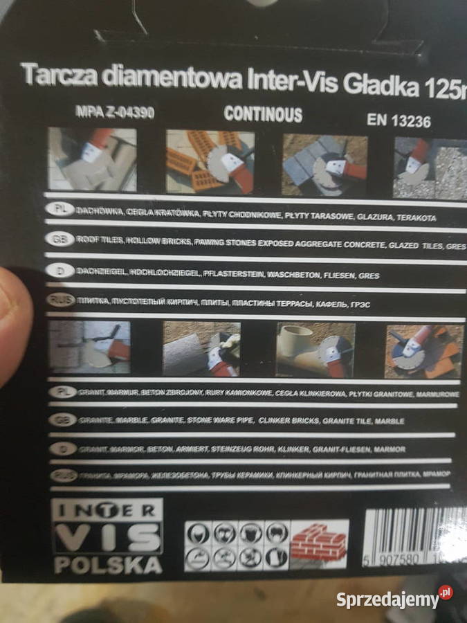 Tarcza diamentowa ciągła pełna 125x22mm Intervis Głogowa