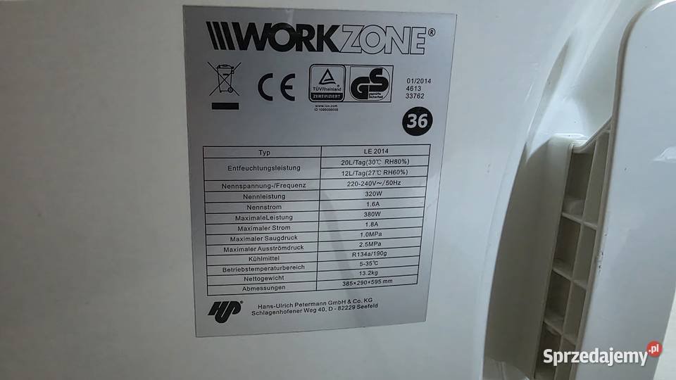 Osuszacze WorkZone LE 2014 20l24h 380W Łódź