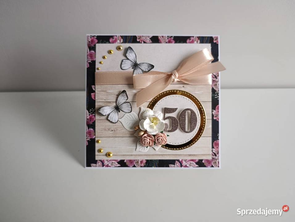 Karttka na urodziny ręcznie robiona z kwiatami łódzkie Łódź sprzedam