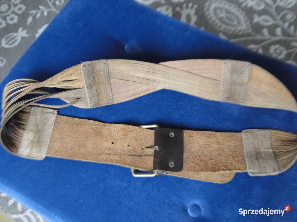 Piękny skórzany pas szeroki dizajnerski Warszawa