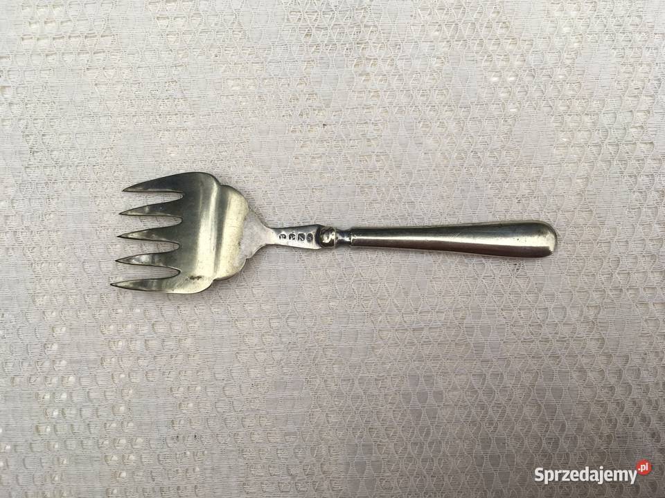 Stary angielski posrebrzany widelczyk do ryb Kraków