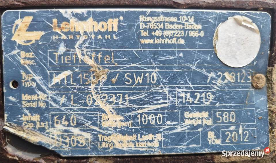 Pakiet 2 łyżek Lehnhoff SW10 100 i 60 koparki ok Rok produkcji 2015