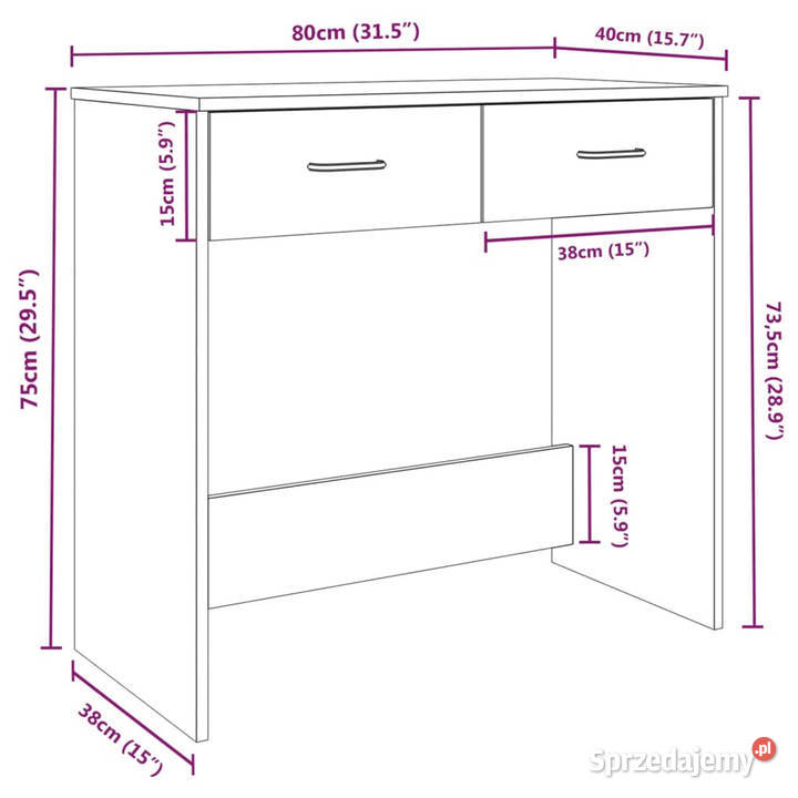 Biurko brązowy dąb 80x40x75 materiał mazowieckie