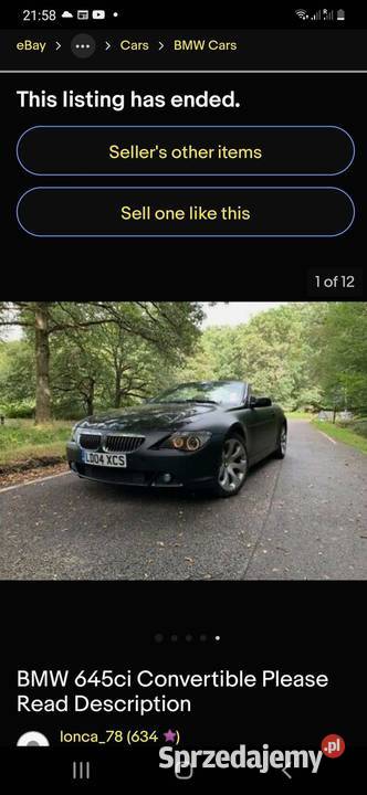 BMW e64 645Ci 333 silnik 44 V8 E63 seria 6 Tomaszów Lubelski