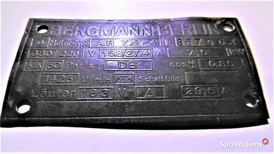 tablliczka znamionowa BERGMANN BERLIN