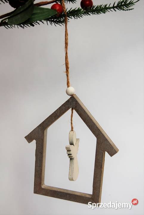 Domek z aniołkiem zawieszka Finlandia Laponia odcienie szarości Lublin