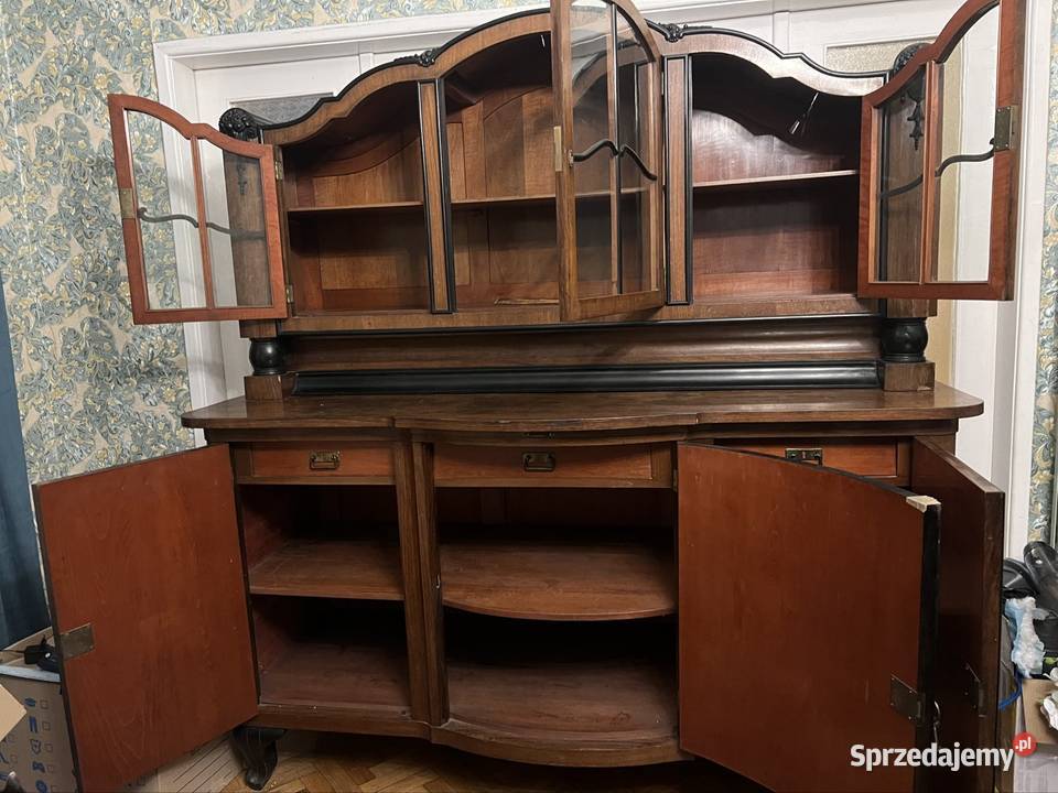 Zestaw mebli witryna i kredens z lat 20 antyki Rumia