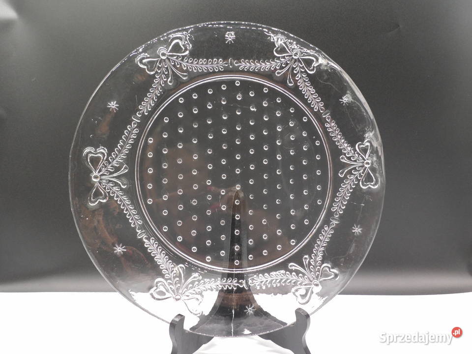 Stylowy Szklany Talerzpatera Wzór Kokardy wielkopolskie Raszków