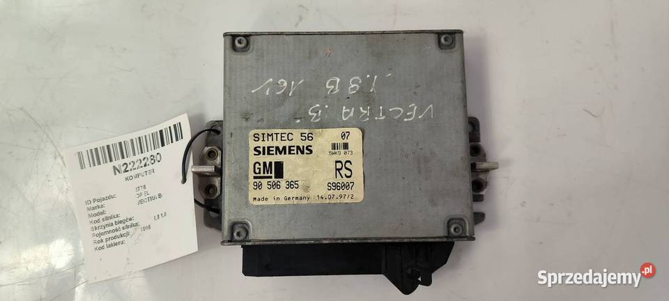 KOMPUTER OPEL VECTRA B 90506365 S96007 osobowe Lipno