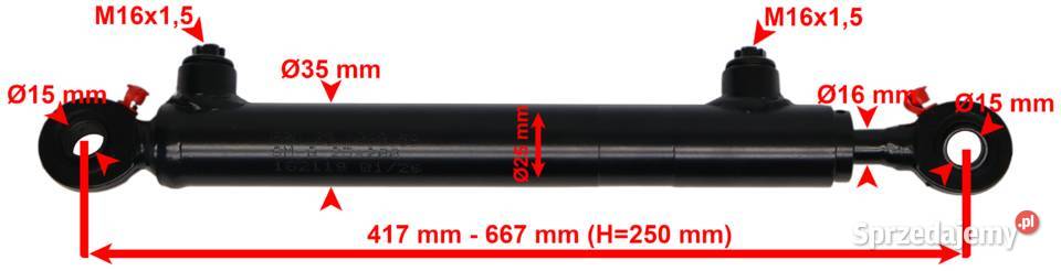 Polski Cienki SIŁOWNIK Hydrauliczny 25x16 Skok Solec Kujawski