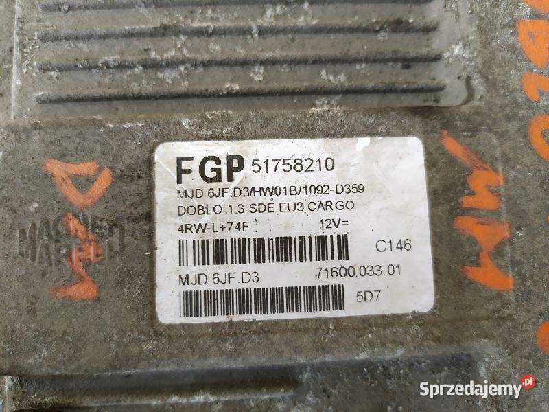 STEROWNIK SILNIKA FIAT DOBLO 13 MULTIJET śląskie Gliwice sprzedam