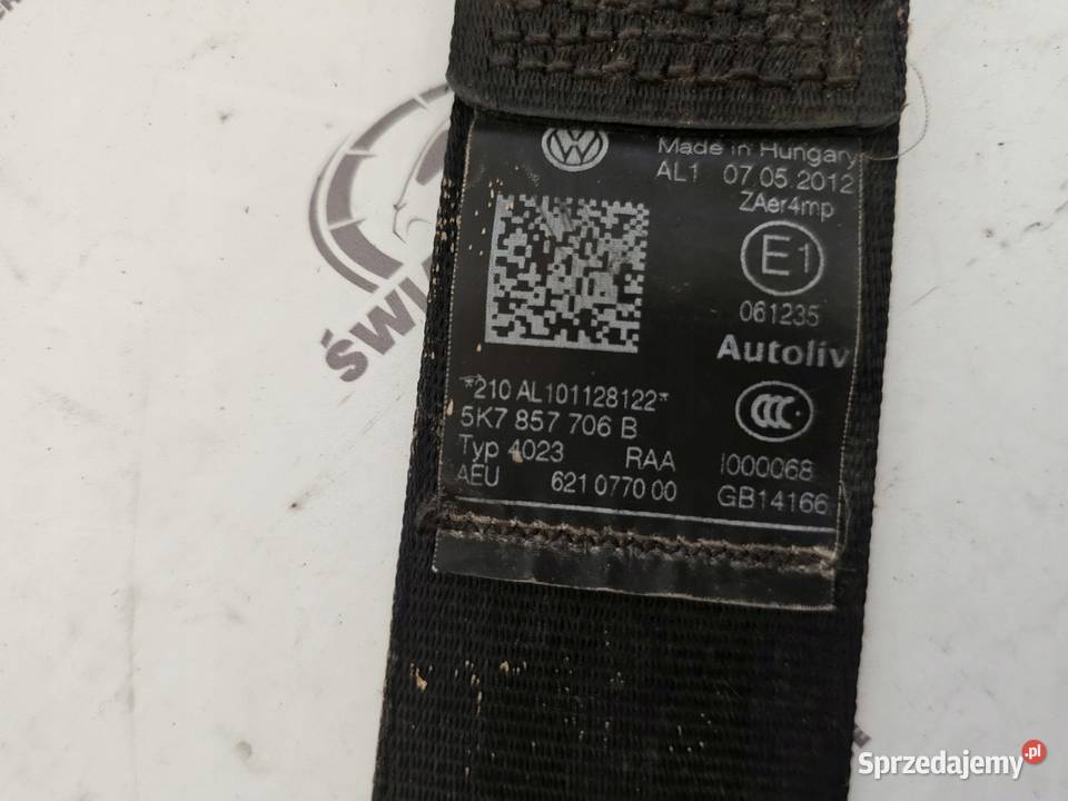 GOLF VI 12r pas bezpieczeństwa prawy przód Kielce