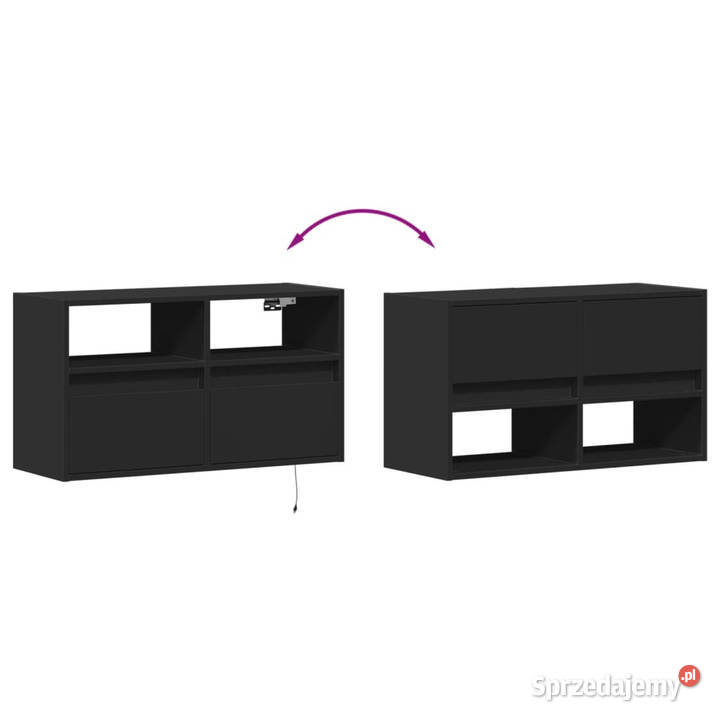 Ścienna szafka TV z LED czarna 80x31x45 WM852328 Warszawa