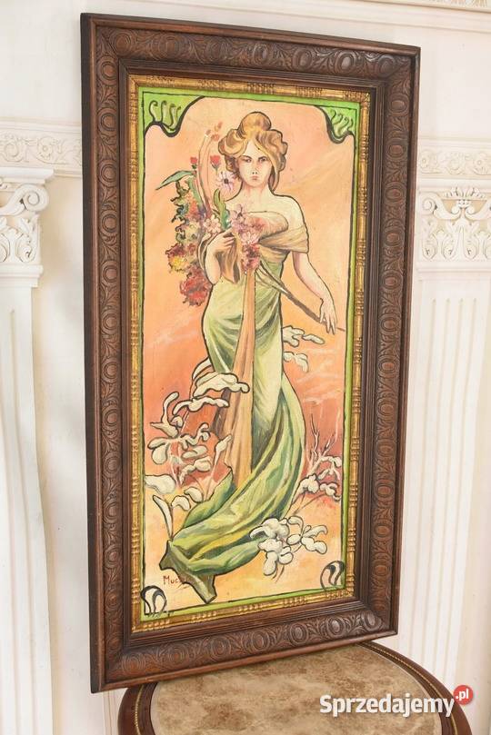 Alfons Mucha Dama Kameliowa w Zielonej Sukni