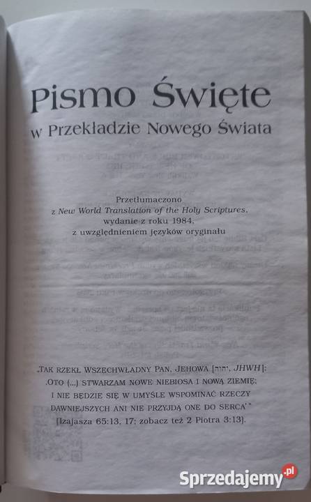 Pismo Święte w Przekładzie Nowego Świata Elbląg