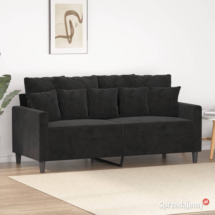 Sofa 2osobowa czarna 140 tapicerowana aksamitem Warszawa