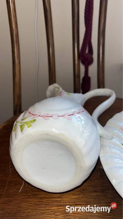 Misa i dzbanek Biała gruba porcelana z bukietem Gdańsk