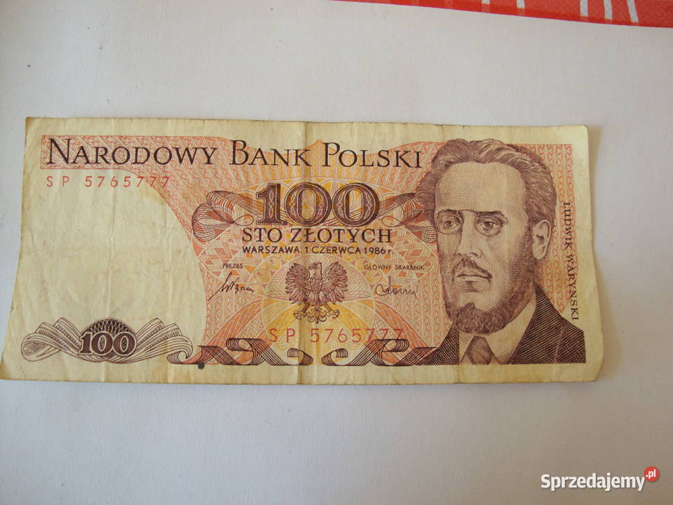 banknot  100 zł Waryński;; SP 5765777; z  01.12.1986