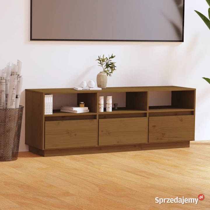 Szafka pod TV miodowy brąz 140x37x50 lite drewno mazowieckie Warszawa