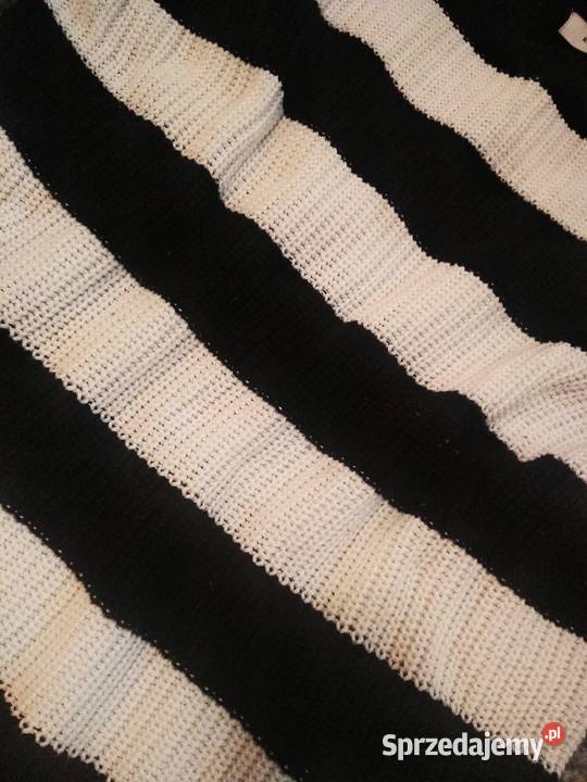 Reserved Sweter Pudełkowy Biało Czarne Pasy S M Warszawa