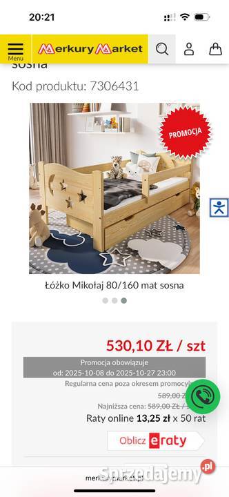 Łóżko dziecięce drewniane Trzebownisko