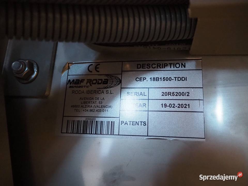 Szczotkarka Maf Roda Agrobotic CEP 18B1500TDDI Produkcja wielkopolskie Krotoszyn