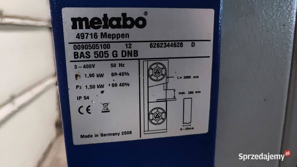 Pilarka taśmowa METABO BAS 505 G DNB Sucha Beskidzka