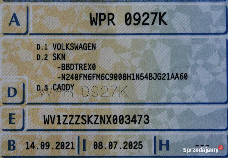 Volkswagen Caddy FV23 20TDI SalonPL Parktronic