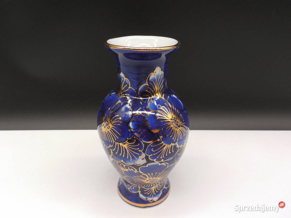 Wazon Kobaltowy Złote Zdobienia Thailand wielkopolskie