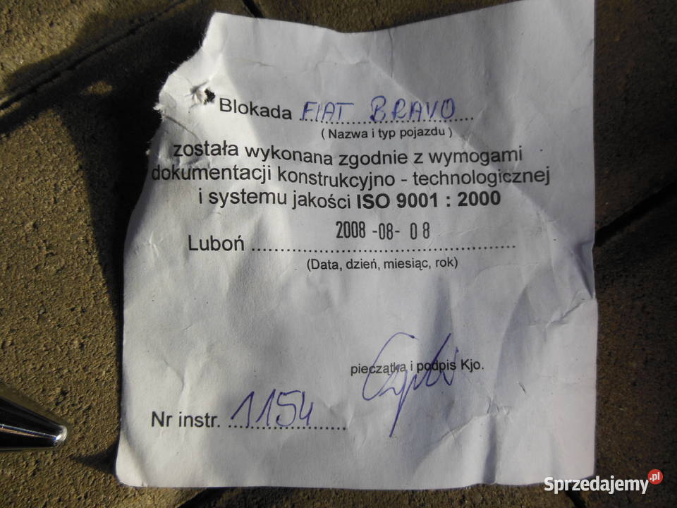 60797269 BLOKADA SKRZNI BIEGÓW FIAT BRAVO II Kozy