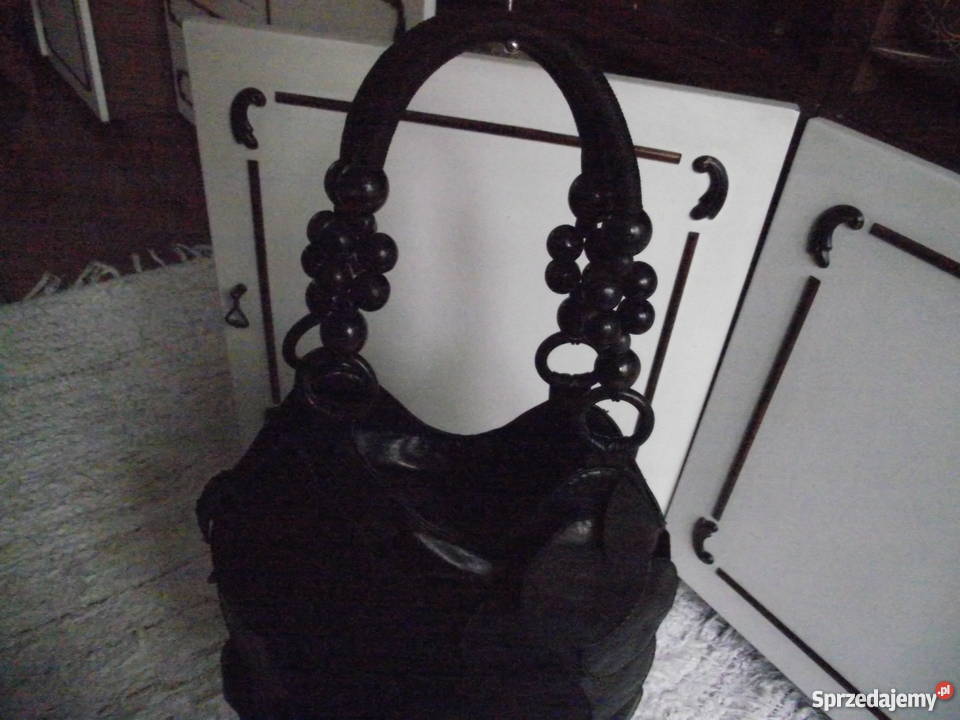 WŁOSKA CZARNA TOREBKA Z NATURALNEJ SKÓRY Torby i torebki