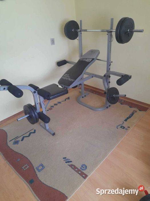Wielofunkcyjna ławka do ćwiczeń sztanga talerze
