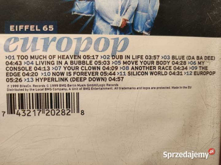 Eiffel 65 europop 1999 kolekcjonerska płyta cd