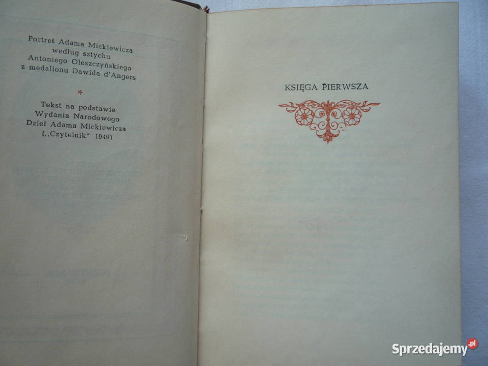 Pan Tadeusz A Mickiewicz Stara Książka Czytelnik Szczecin