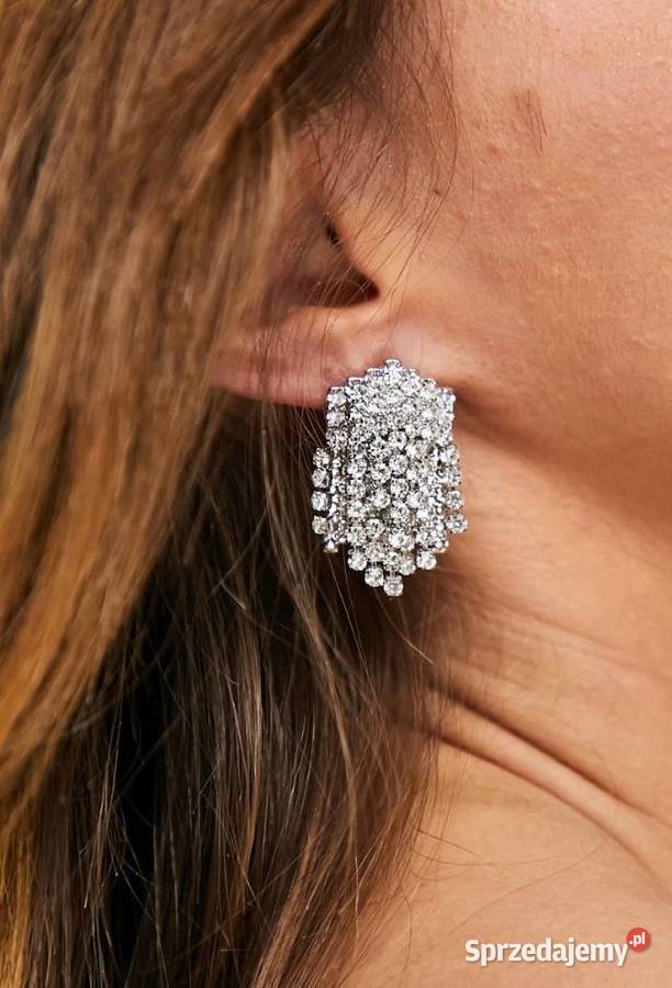 Bogato zdobione kolczyki ślubnewieczorowe z sprzedam