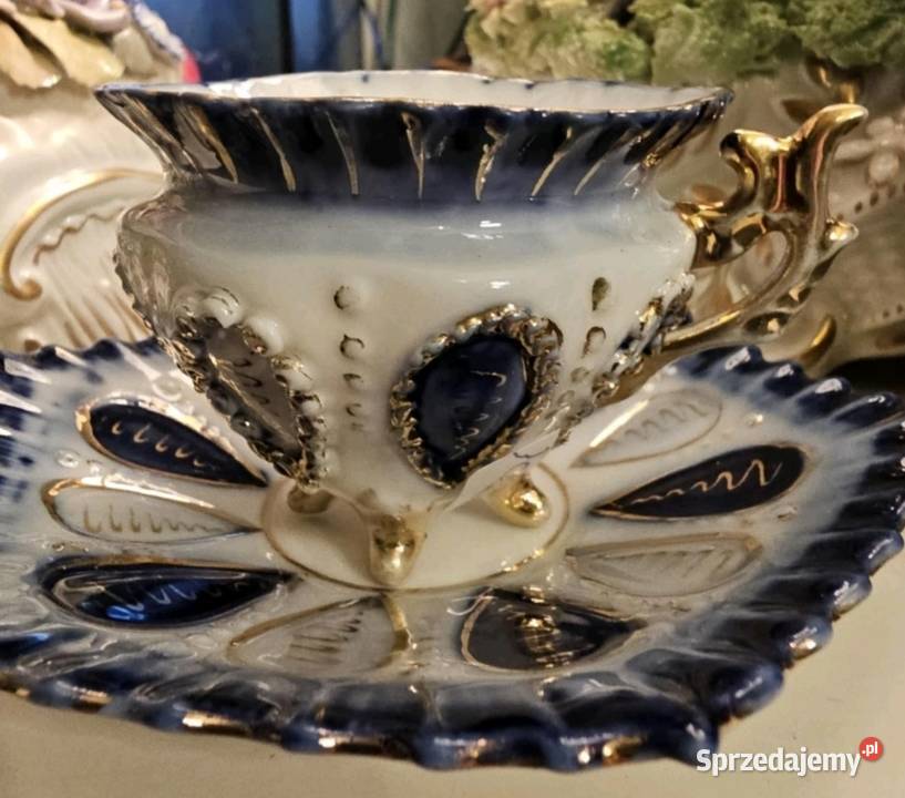 Wiktoriańska filiżanka ze spodkiem łódzkie Pabianice
