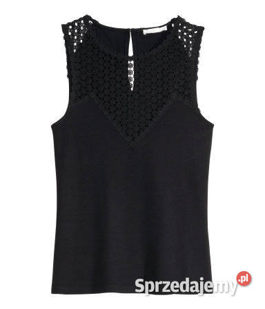 zarny top HM xs 34 elegancki dekolt siatka Topy i koszulki Toruń