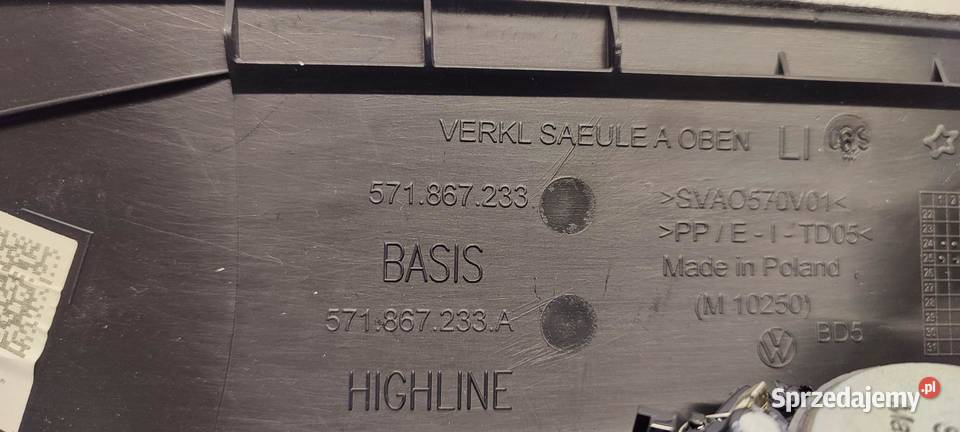 VW TAYRON OSŁONA SŁUPKA LEWY PRZÓD RLINE