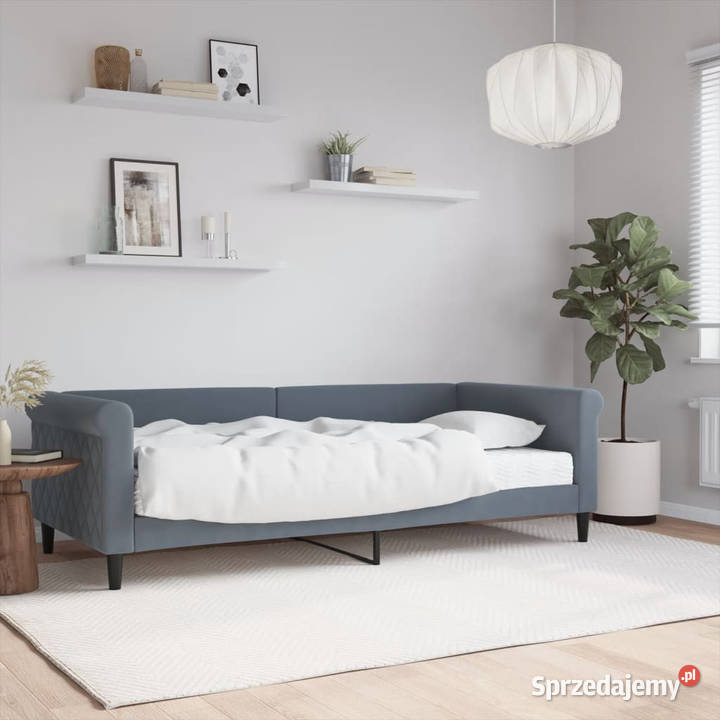 Sofa z materacem do spania ciemnoszara aksamit Warszawa sprzedam