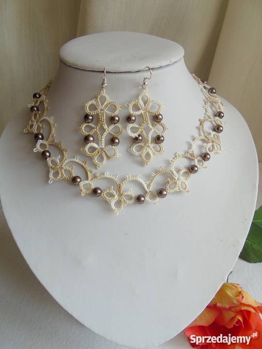 Biżuteria Frywolitkowa Wiśniowa sprzedam