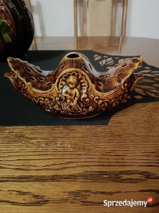 Ikebana fajans naczynie misa żardiniera PRL kujawsko-pomorskie Lipno