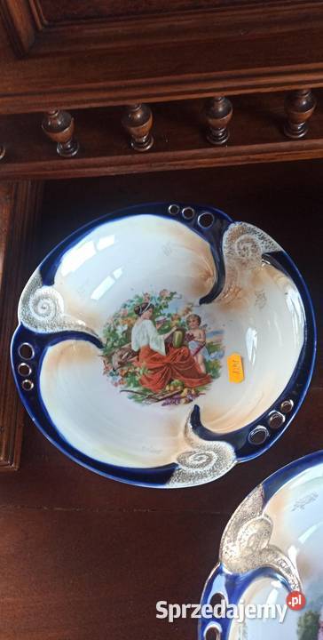 Patera ze scenką w lustrze misa z ażurem Gdańsk