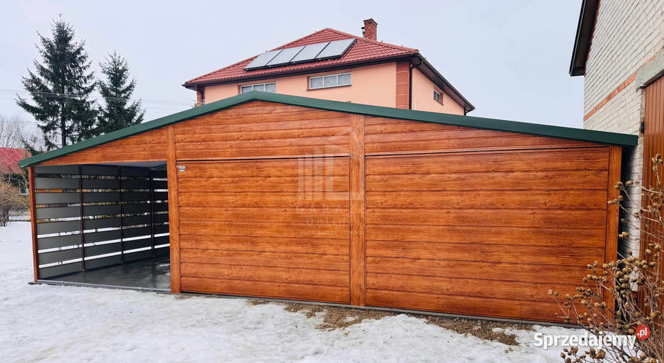 Garaż blaszany 6x6 wiata 3m 2x brama uchylna wielkopolskie