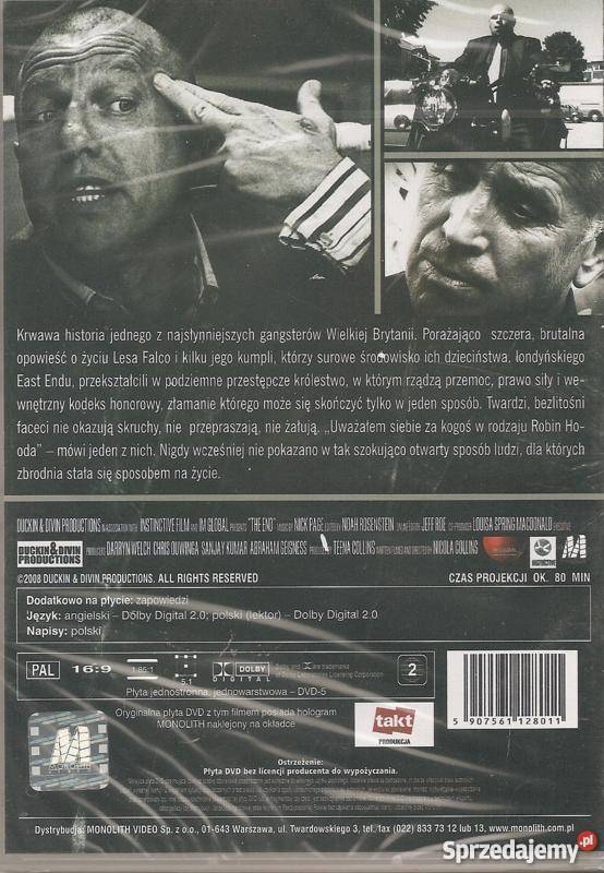 THE END Spowiedź prawdziwego gangstera Film DVD 1 płyta Żary