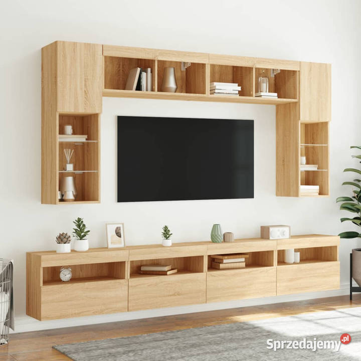 Ścienne szafki TV z LED 2 dąb sonoma 60x30x40 RTV mazowieckie Warszawa